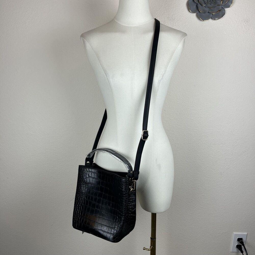 AOTA All Of The Above Crossbody Bag Womens One Size Black Vegan Croc Embossed